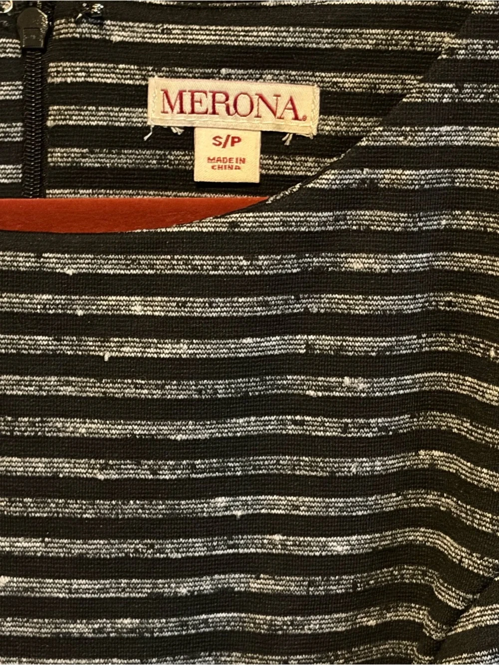 Merona Navy & Gray Striped Long-Sleeve Fit and Flare Dress